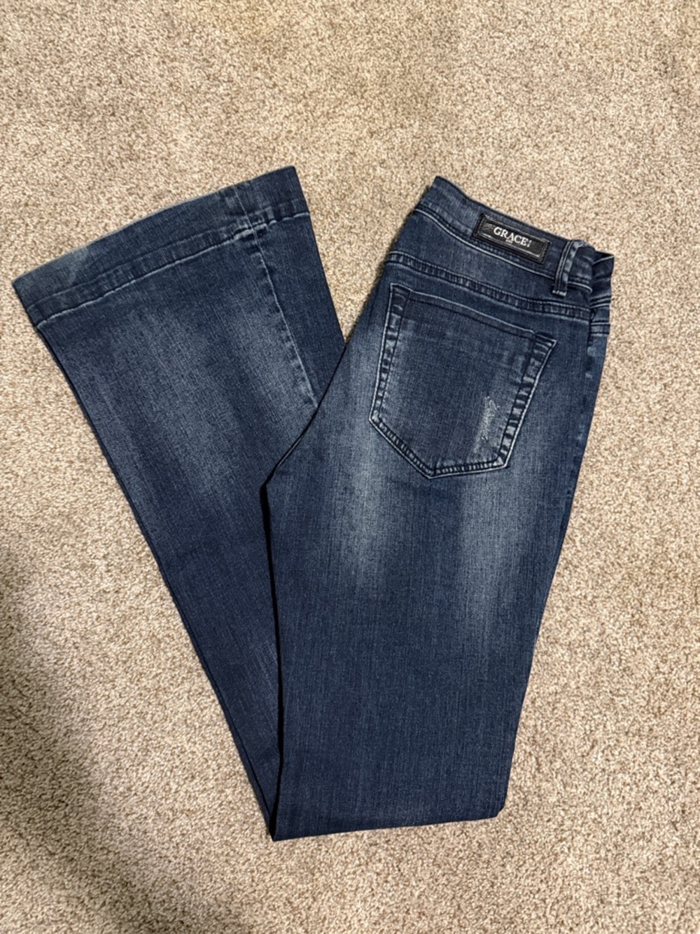 Grace in LA Women's Dark Wash Wide Leg Jeans